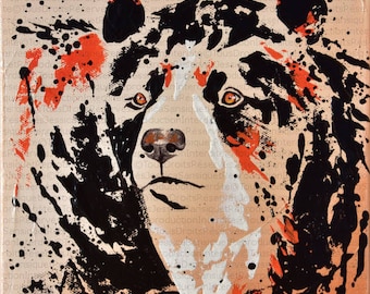 Modern painting of a bear 20x20cm