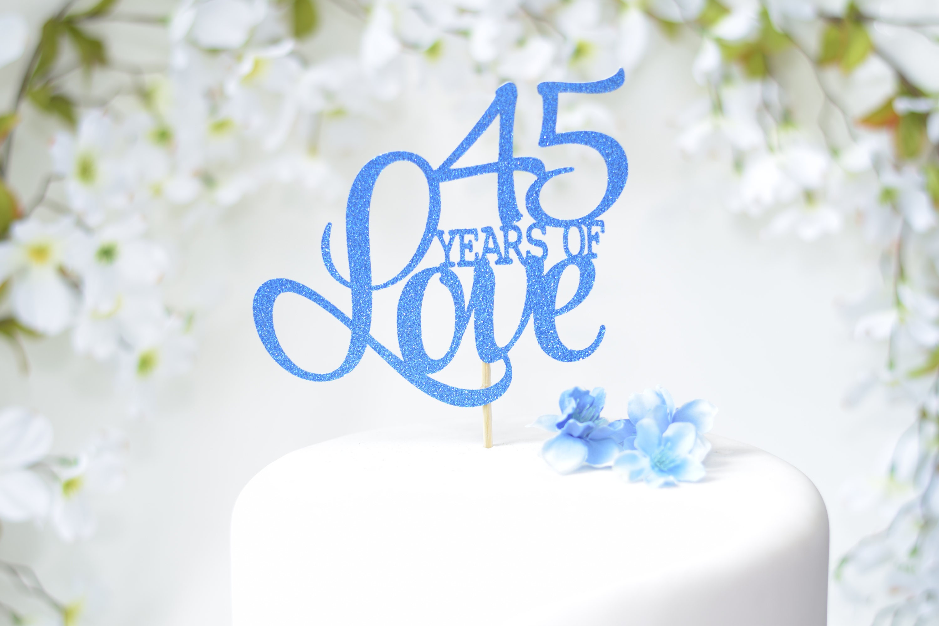 45th wedding anniversary cake topper blue anniversary vow