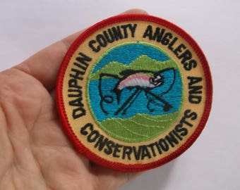 Vintage Dauphin County Anglers and Conservationists Badge Patch, Fishing Harrisburg PA Patch Badge Fish patch