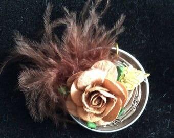 Necklace in organza with nespresso aluminium hanger with flowers and poultry