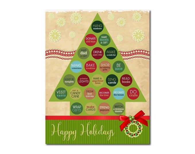 Instant Download Advent calendar - Family tradition - Family activity - Unique gift - Christmas gift - Open house gift