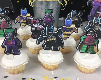 12 Lego Batman Cupcake Toppers