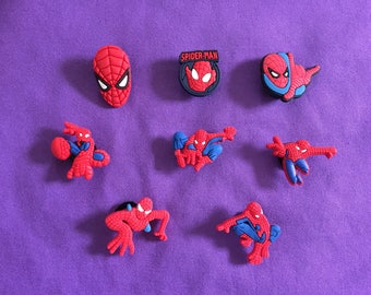 8-pc Spiderman Shoe Charms for Crocs, Silicone Bracelet Charms, Party Favors, Jibbitz