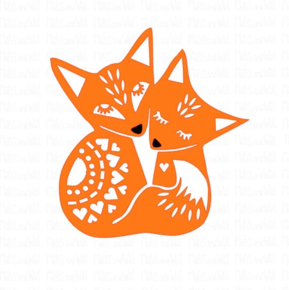 Download Fox svg/png/dxf/folk art fox/cuddling foxes svg/digital