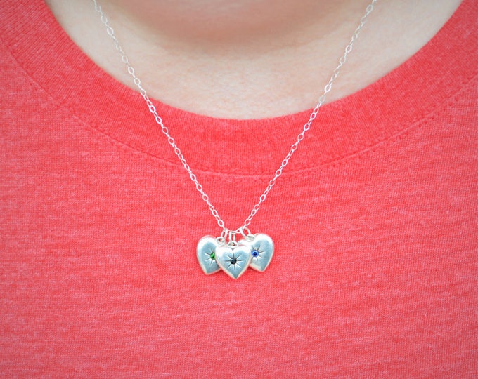 Silver Heart Necklace, Black Heart, Black Spinel Necklace, Black Spinel, Black Stone, Dainty Necklace, Natural Black Spinel, Tiny Heart