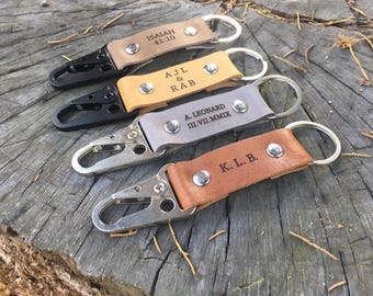 Custom keychain, Leather keychain, Personalized leather keychain, Gift for him, 3 year Anniversary gift, Birthday gift, Dad Gift