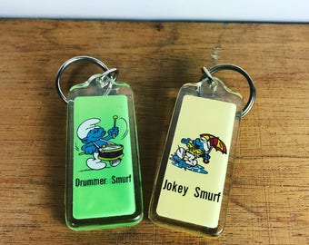 Vintage smurf keyrings -set of 2