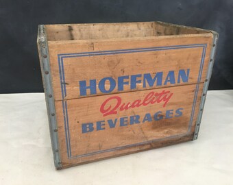 Hoffman Wood Beverage Crate - Vintage Soda Crate - Wooden Crate - Wood Crate - Bin - Storage - Prop - Display