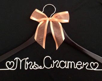 wedding dress hanger,Mrs hanger,Bride wedding hanger,Personalized Hanger,Custom hanger,wire name hanger,bride hanger