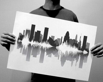 Houston Skyline Art: Sounds Of The City / Sound Wave Cityscape