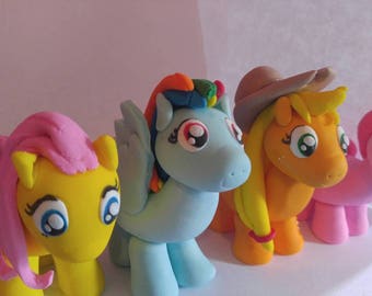 My little pony SALE!! 25 dollars for 4 pony sale!! fluttershy, pinkie pie, Applejack and rainbow dash cake fondant toppers. Ready to ship