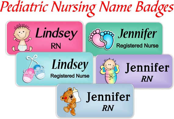 Magnetic Name Badge Pediatric Nurse Name Tag Nursing Name