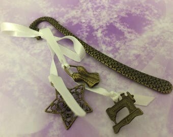 bookmarks romantic white satin and charms