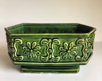 Vintage Green Glazed Planter-Indoor Planter-Green Planter