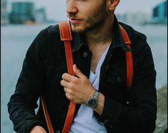 Leather camera strap, dual camera harness, dual camera strap, camera harness, multicamera strap, camera strap, photographer harness