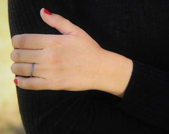 Stackable birthstone ring half eternity blue topaz ring simple everyday gemstone multistone jewelry march birthstone ring blue stone ring