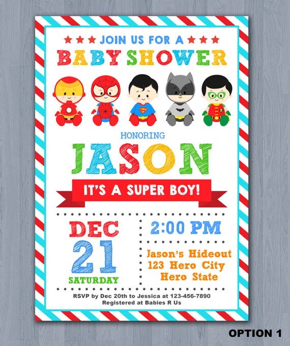 Superhero Baby Shower Invitation Super Hero Baby Shower