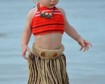 Moana Costume Set ~ Headband ~ Crown ~ Barefoot Sandals ~ Necklace ~ Top ~ Skirt ~ Beach ~ Disney ~ Dress-up ~ Photo Prop ~ Pool ~ Hula