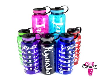 Personalized Water Bottle, Water Intake, Water Bottle with Water Meter, Fitness Challenge, Fitness Team Challenge, Water Gauge, 32 Ounces