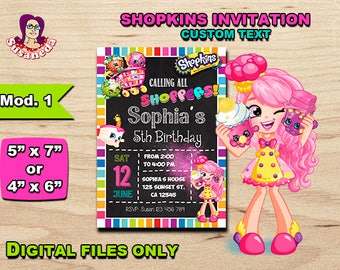 SHOPKINS personalized invitation 5"x7" or 4"x6", Shopkins Birthday Invitation, Digital Birthday Invitation High Quality, Ready to Print