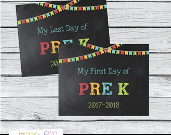 First Day of Pre K Sign - First Day of School Sign - Back to School Sign - Printable Photo Prop - First & Last Day of School Printable