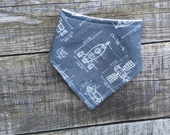 Rocket blueprints Bavoir bandana bavette / Rocket blueprints Baby Bandana bib , shower gift