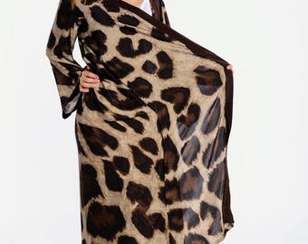 silk kimono robe bridesmaid gift bridal leopard Luxury silk kimono robe, women's silk lingerie, wedding robe, gift for her, full length robe