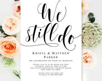 Wedding anniversary invitations Editable template Wedding vow renewal Invitation template Invitation printable 30th anniversary party #vm31