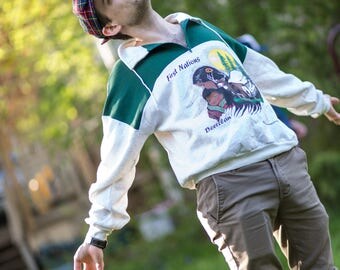 Native American Sweatshirt, First Nations Sweater, Deer Clan, Indigenous, Aztec, 80s Sweatshirt, 90s Sweatshirt, 80s Clothing, 90s, Size M