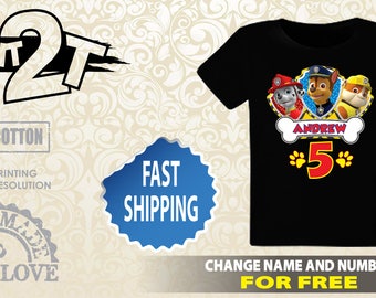Paw Patrol Birthday Shirt, Paw Patrol Party T Shirt, Paw Patrol inspired Family Birthday theme t shirt, Paw Patrol , Paw Patrol Clothing 140