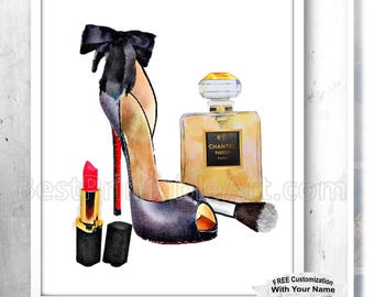 Fashion Art, High Heel Printable, Christian Louboutin, Fashion Illustration, Fashion Poster, Fashion Wall Art,Fashion Print,Watercolor Print