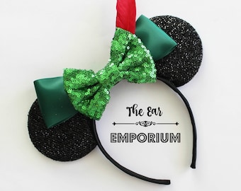 Peter Pan Inspired Mouse Ears Headband ~ Red Feather
