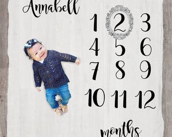 Personalized Blanket - Milestone Blanket - Age Blanket - Baby Shower Gift - Baby Month Blanket - Baby Photo Prop - Growth Blanket