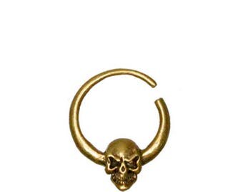 Skull brass Ethnic Septums / Earring Brass septum tete de mort pirate