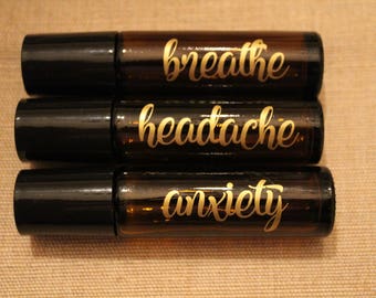 Custom Set of 10 - Essential Oil Roller Ball Labels - LABELS ONLY - pretty NEW font!