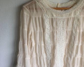 sheer blouse | crochet detail