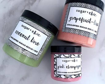 GRAPEFRUIT-TINI Emulsified Sugar Scrub | Exfoliating Body Scrub. Whipped Sugar Scrub. Body Polish. Natural Sugar Scrub. 4oz or 8oz. Spa Gift