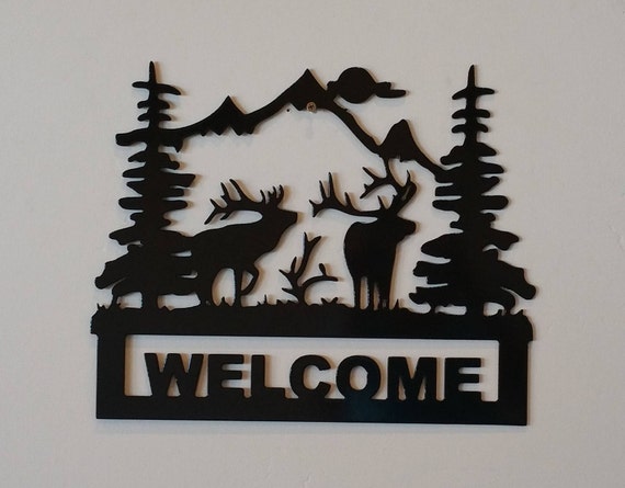 Welcome sign with elk scene welcome sign elk scene sign