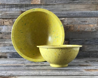 Vintage Confetti Splatter Melmac Melamine Mixing Bowls Yellow, Texas Ware Splatter, Texas Ware 125