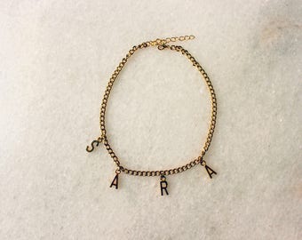 Gold name choker~personalized Choker~ custom name choker~90s choker~gift for her~personalized necklace~layering choker~gold letter choker~