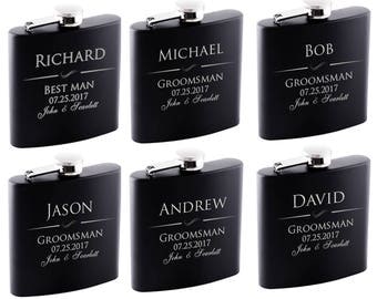 P Lab Set of 6 or Only 1 Groomsmen Gift - Groomsman Gifts For Wedding, Customized Flask Set | Optional Gift Box - Personalized Flask Set - 1