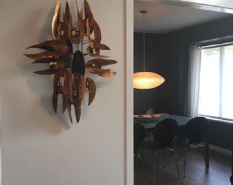 Vintage W. Vose Metal & Enamel Wall Hanging Mid-Century Modern Brutalist 1970's C. Jere William Vose MCM Eames Era