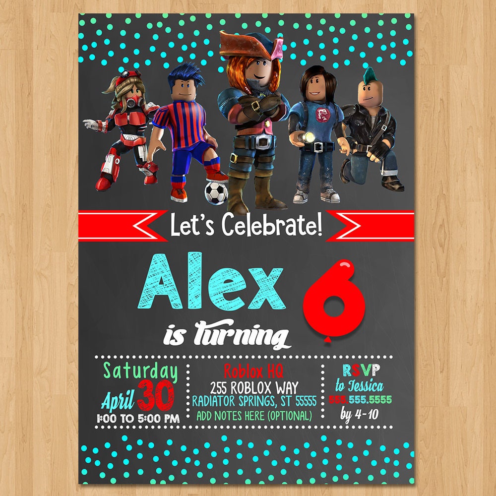 Roblox Centerpiece Custom Party Printables - roblox thank you tags roblox invitation roblox