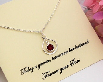 MOTHER OF GROOM Gift From Groom Gift to Mom from Son Silver Infinity Necklace Gift For Mother from Son Personalize Birthstone Necklace
