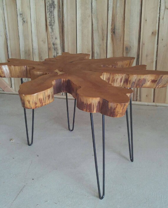 Cypress live edge slab coffee table