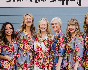 Bridesmaid robes, Bridesmaid gift, flower girl robe, jr bridesmaid robes, set of 5, 6, 7, 8, 9, 10, Kids robes, floral robes, cotton robes