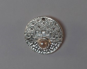 Stars Above Malcesine - Talisman Relic - Handforged Sterling Silver Pendant with Freshwater Pearl
