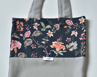 Tote bag sac cabas sac tissu fourre-tout bohème rose bleu marine délicat girly chic cadeau gift