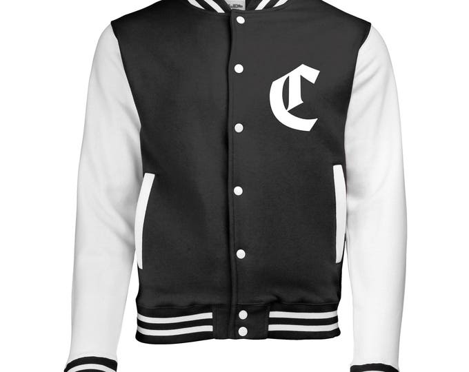 Personalized Initial Varsity Jacket, Letterman Jacket in Old English Font