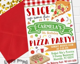 Pizza Party Invitation Pizza Invitation Pizza Birthday Invite Pizza Party Invite Kids Birthday Invitation Pizza Making Party Invitation